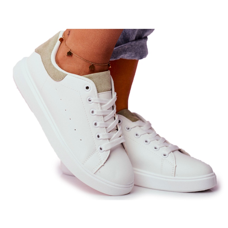 SEA Chaussures de sport pour femmes blanches à talon vert Milly