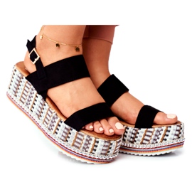 ADY Sandales Pour Femmes Sur La Plateforme Noir Sandy