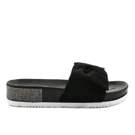 Pantoufles casual noires avec nœud LW-10 le noir
