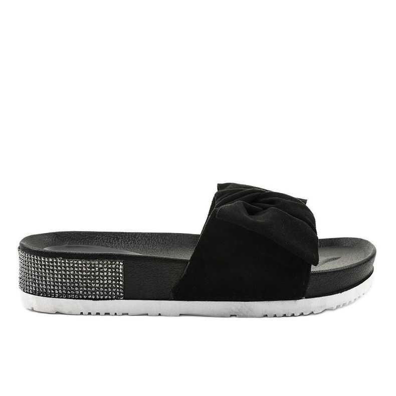 Pantoufles casual noires avec nœud LW-10 le noir