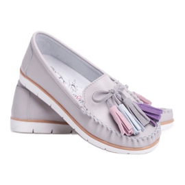 EVE Mocassins Femme Cuir Gris Bebbo