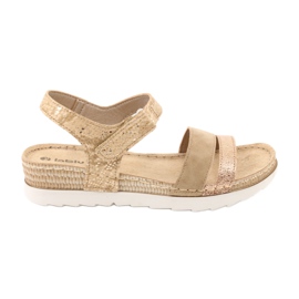 Sandales avec empiècement en cuir Inblu Platino OF019 beige doré
