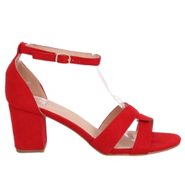 Sandales à talons bas rouges A3082 Rouge