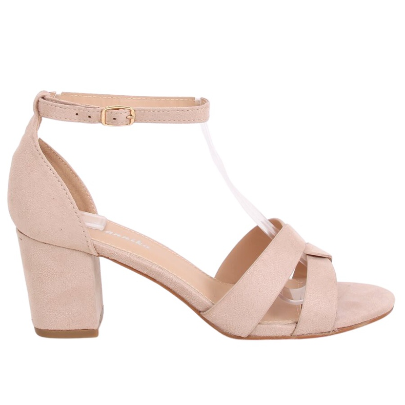 Sandales beiges à talons bas A3082 Beige
