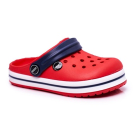 Chaussons pour garçon, fille, enfant, crocos rouges bleu marine