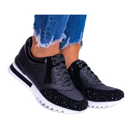 Chaussures De Sport Femme Noires À Paillettes Lu Boo Infinitiale le noir