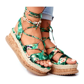 FB2 Sandales Femme On The Cork Plateforme Attachées Vert My Way multicolore