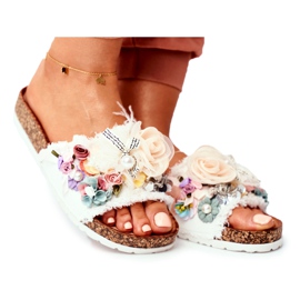 PS1 Chaussons Femme Avec Fleurs Blanc Enrissa blanche multicolore