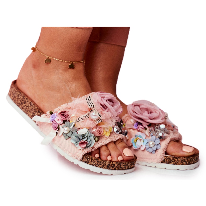 SEA Chaussons Femme Avec Fleurs Rose Enrissa SEA Chaussons Femme Avec Fleurs Rose Enrissa