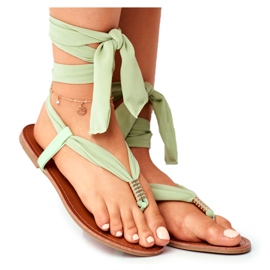 FS1 Sandales Femme Tongs Nouées Vert Derryl