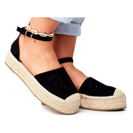 PS1 Espadrilles pour femmes sur la plateforme en lin noir Palermo