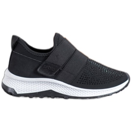 SHELOVET Chaussures à enfiler avec velcro noir