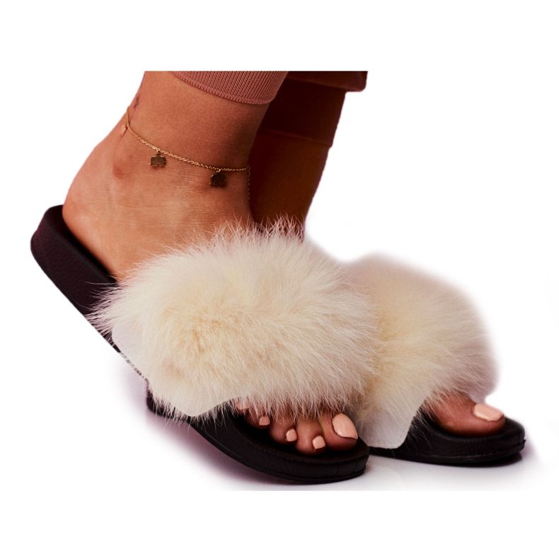 SEA Chaussons Femme Fourrure Blanc Belmondo blanche le noir