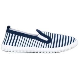 SHELOVET Baskets à enfiler à rayures blanc bleu