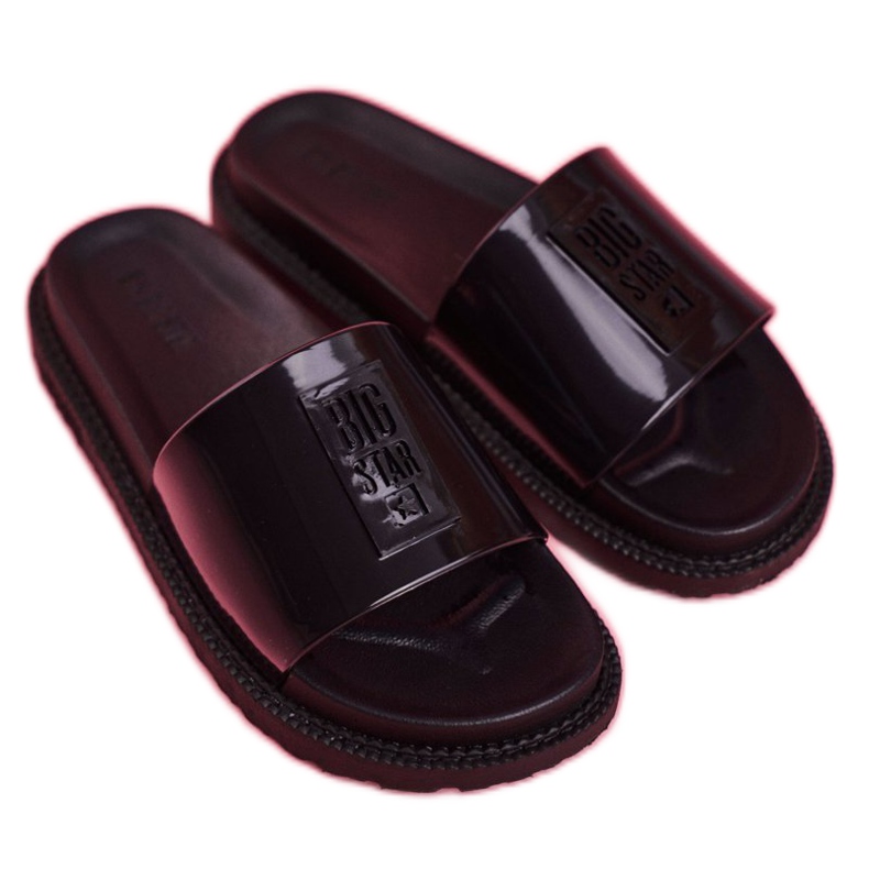 Pantoufles Big Star pour femmes sur la plate-forme noire FF274813 le noir