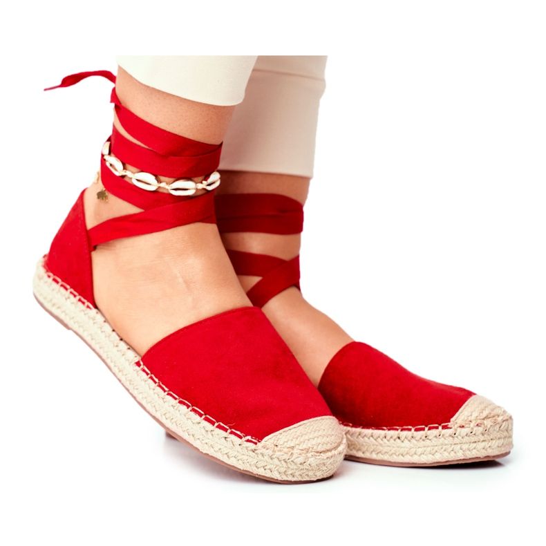 SEA Espadrilles Femme, Lin Noué, Rouge Bonjour