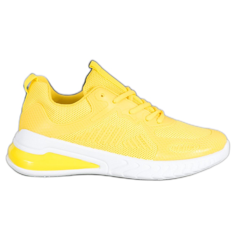 Ideal Shoes Chaussures nouées avec maille jaune