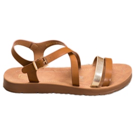 Filippo Sandales décontractées à rayures dorées brun