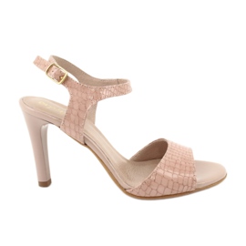 Espinto Sandales roses pour femmes en cuir peint