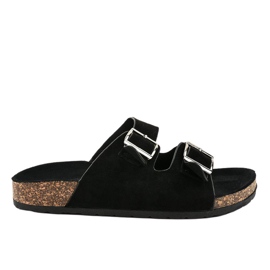 Chaussons noirs à boucle BL3100-SF