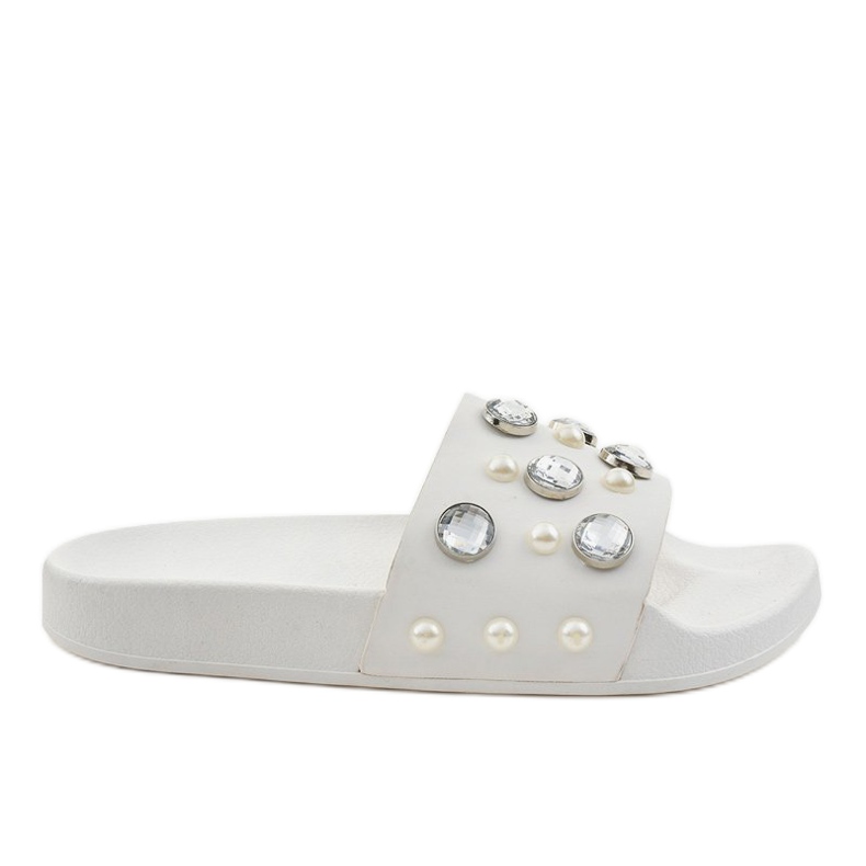 Chaussons blancs avec perles H-6567 blanche