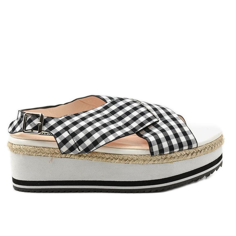 Sandales noires sur la plateforme 1508-1 blanche Sandales noires sur la plateforme 1508-1 blanche