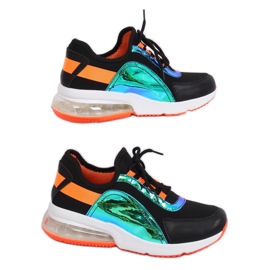 Chaussures de sport femme noires F-3336 NOIR / ORANGE