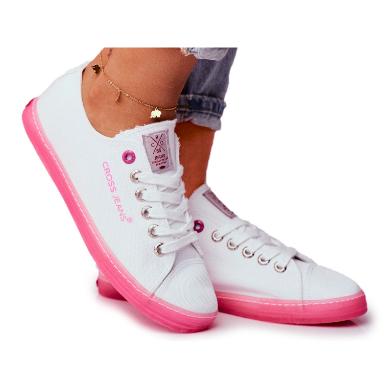 Baskets Femme Cross Jeans Blanc Rose FF2R4075C blanche
