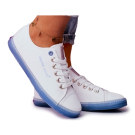 Baskets Femme Cross Jeans Blanc Bleu FF2R4077C