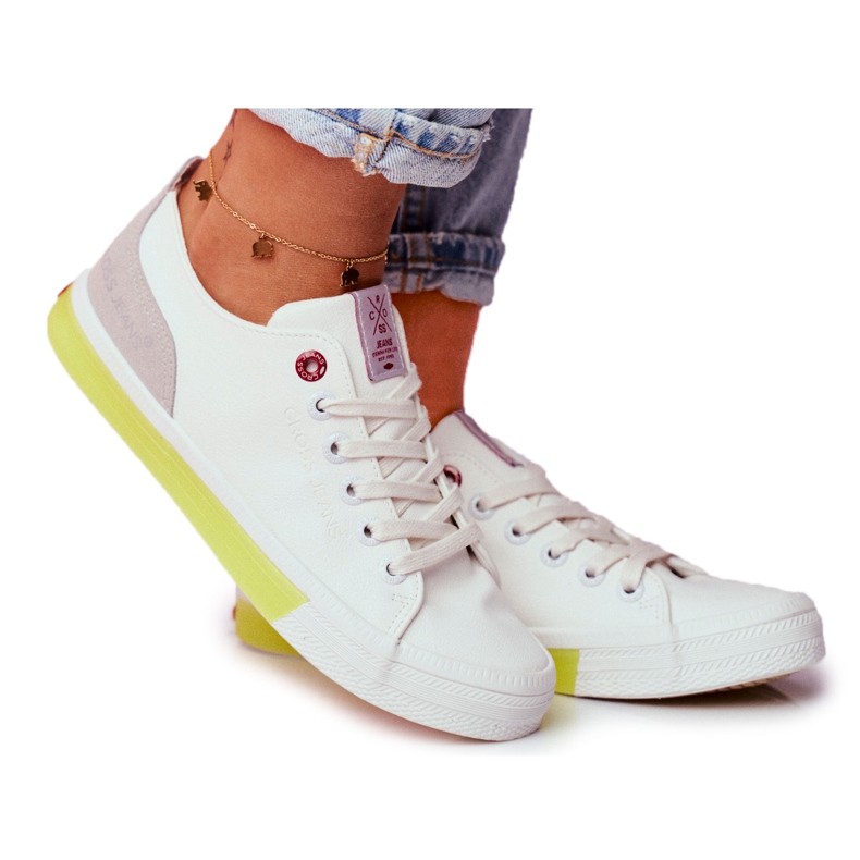 Baskets Femme Cross Jeans Blanc Jaune FF2R4042C blanche