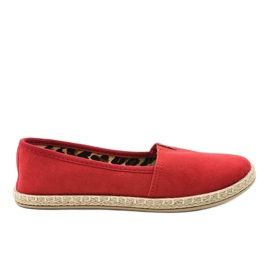 Espadrilles slip rouges à imprimé léopard TL128-3