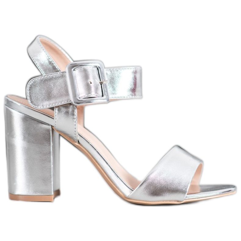 Small Swan Sandales sur une barre avec cuir écologique gris Small Swan Sandales sur une barre avec cuir écologique gris