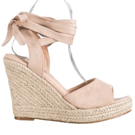 Yes Mile Sandales compensées nouées beige