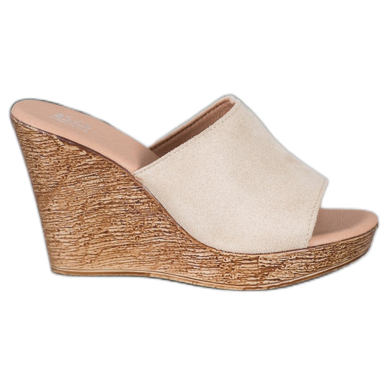 Small Swan Pantoufles En Daim Léger brun