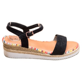 Yes Mile Sandales confortables en daim le noir