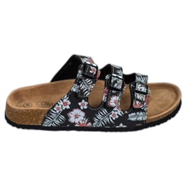 SHELOVET Pantoufles à motifs confortables blanche le noir multicolore