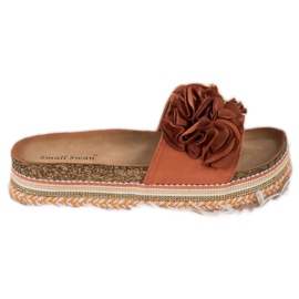 Small Swan Pantoufles En Daim Avec Ornements multicolore orange