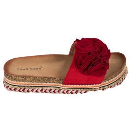 Small Swan Pantoufles En Daim Avec Ornements rouge