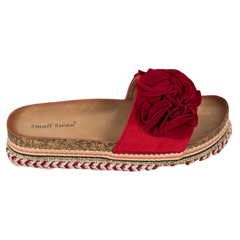 Small Swan Pantoufles En Daim Avec Ornements rouge