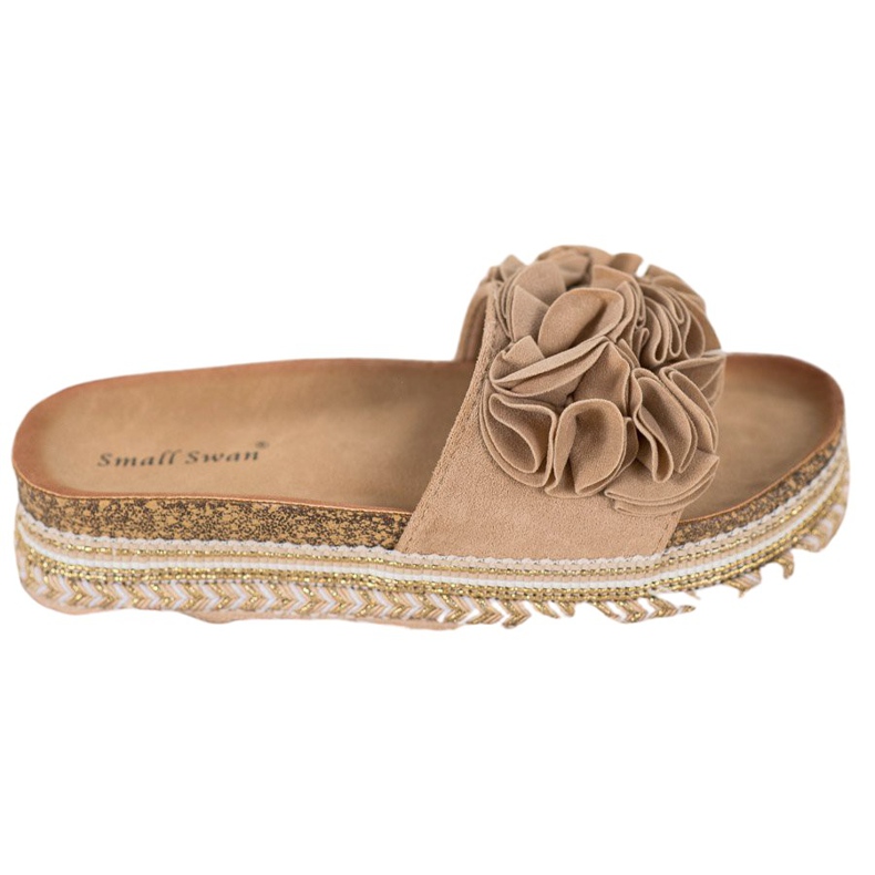Small Swan Pantoufles En Daim Avec Ornements brun