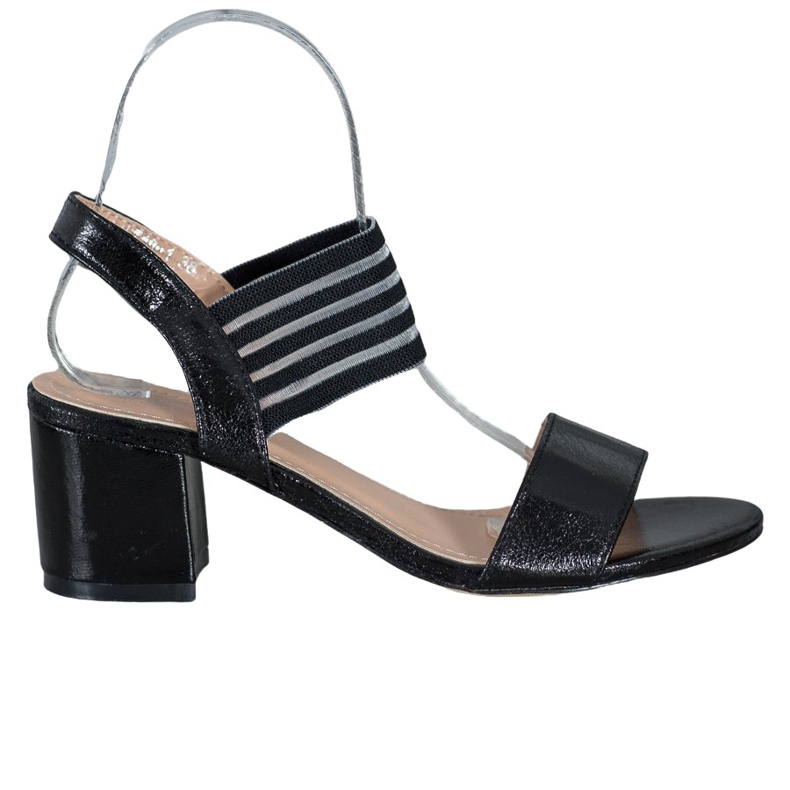 Small Swan Sandales à enfiler brillantes le noir