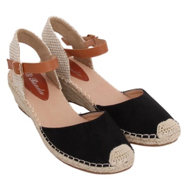 Espadrilles noires sur talon compensé S-820 Noir le noir