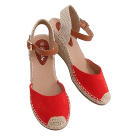 Espadrilles rouges sur compensées, rouge S-820 Red