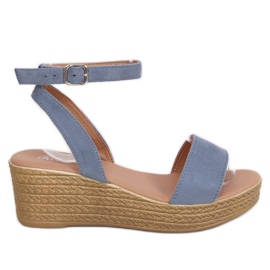 Sandales compensées bleues 019-18 Bleu