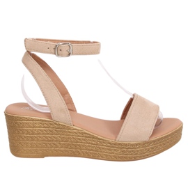 Sandales compensées beiges 019-18 Beige