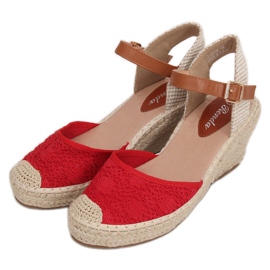 Espadrilles rouges sur compensées, rouge S-819 Rouge