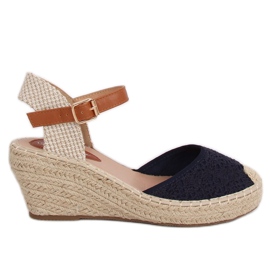 Espadrilles compensées, bleu marine S-819 Bleu