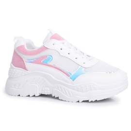 BUGO Chaussures de sport pour femmes Rose Blanc Memory