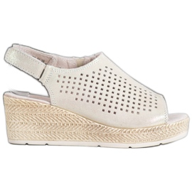 Filippo Sandales en cuir avec velcro gris jaune
