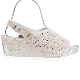 Filippo Sandales En Cuir À Paillettes brun jaune Filippo Sandales En Cuir À Paillettes brun jaune